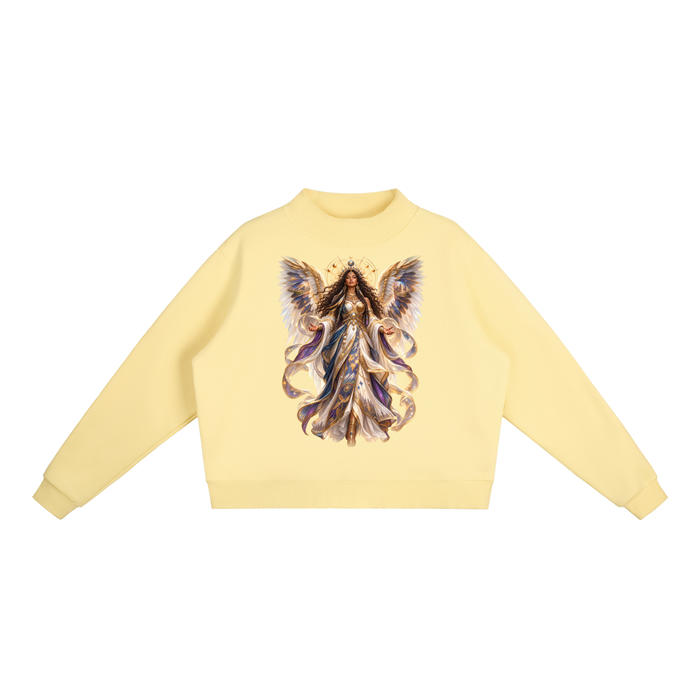 Jubiloré "Principalities" Essential Fleece Mock-Neck Crew Sweatshirt