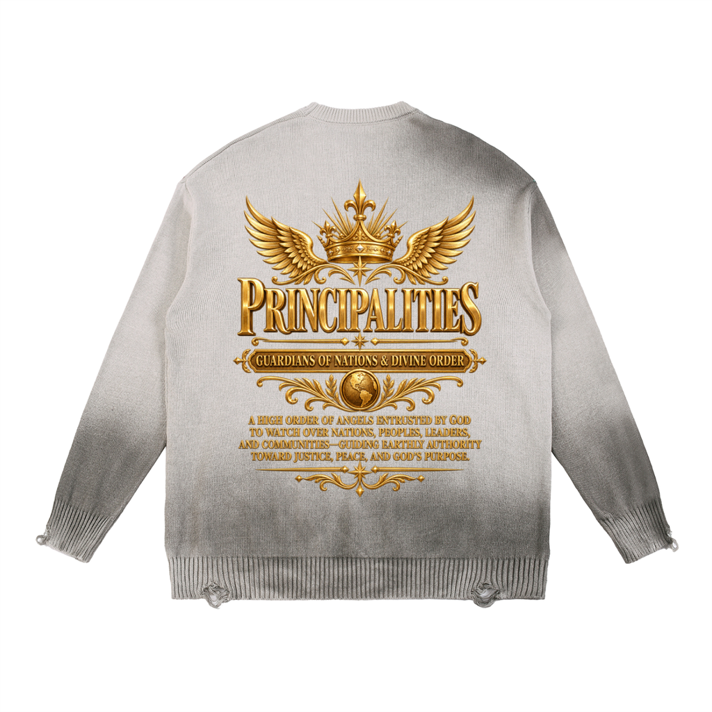 Jubilore "Principalities" Sun Fade Distressed Ripped Crewneck sweater