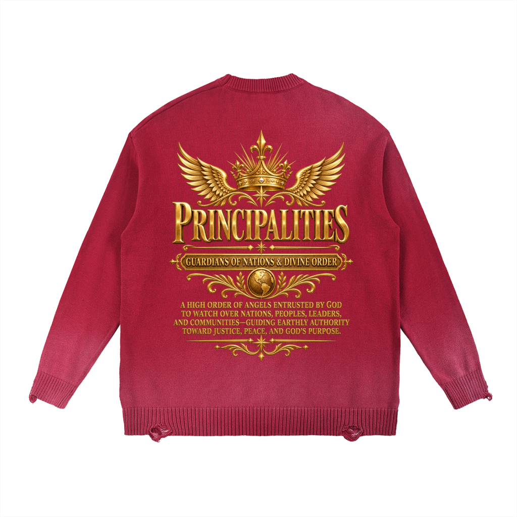 Jubilore "Principalities" Sun Fade Distressed Ripped Crewneck sweater