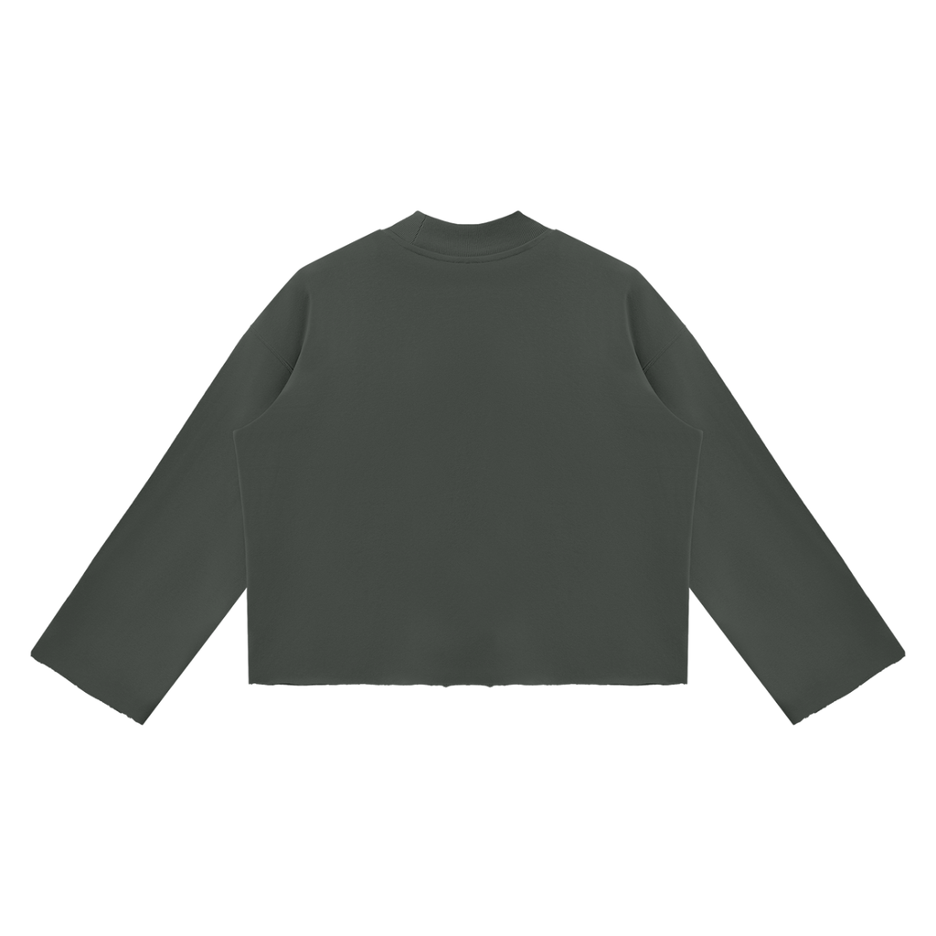 Jubilore Unisex Mock Neck Raw Edge Boxy Sweatshirt