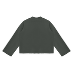 Jubilore Unisex Mock Neck Raw Edge Boxy Sweatshirt