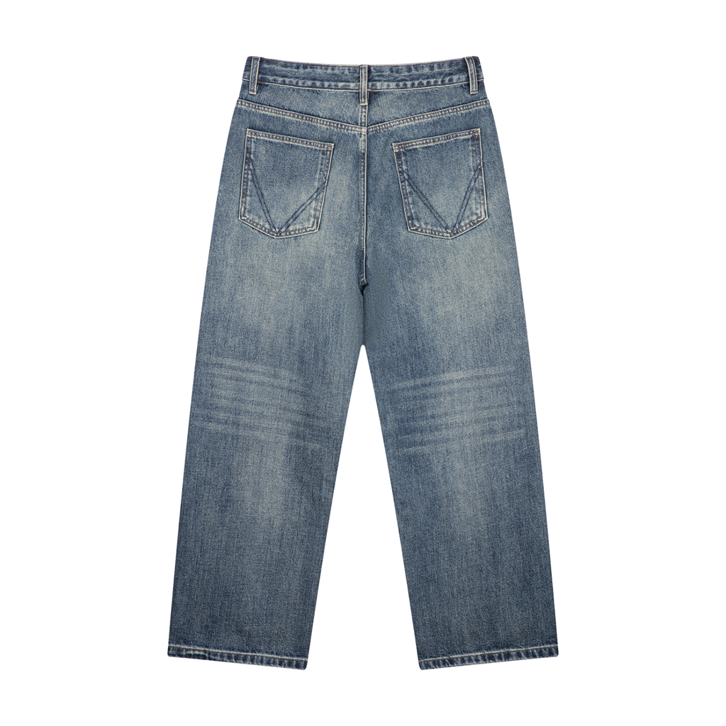 Jubilore Men's Vintage Wash Straight Leg Denim Jeans