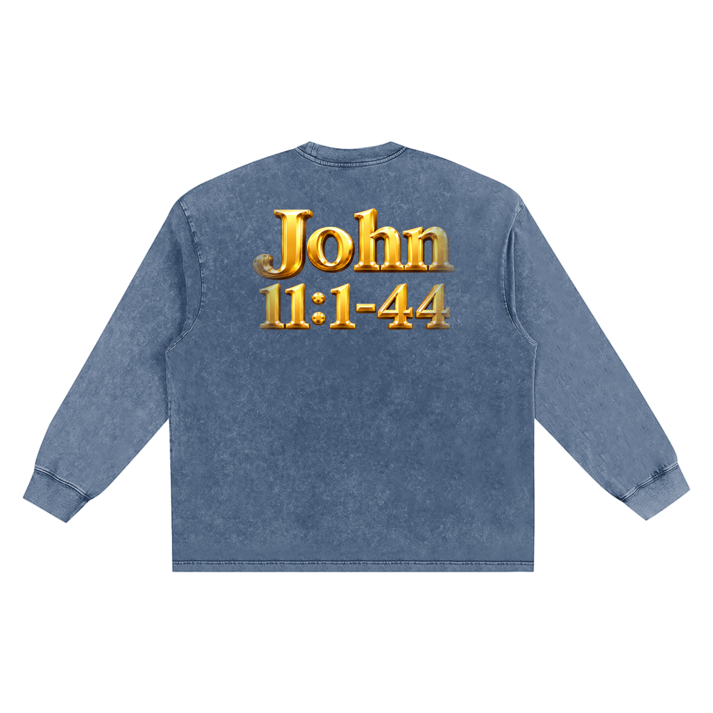 Jubilore "Jesus Resurrects Lazarus" Snow Washed Frayed Edge T-Shirt