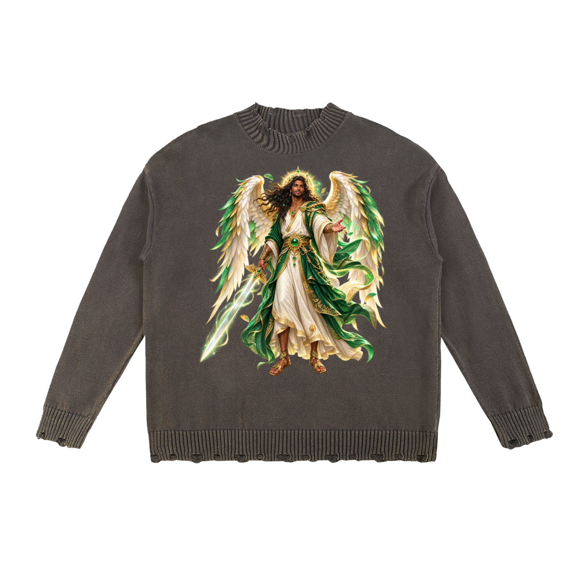 Jubilore "Raphael" Vintage Washed Hand-Frayed Sweater