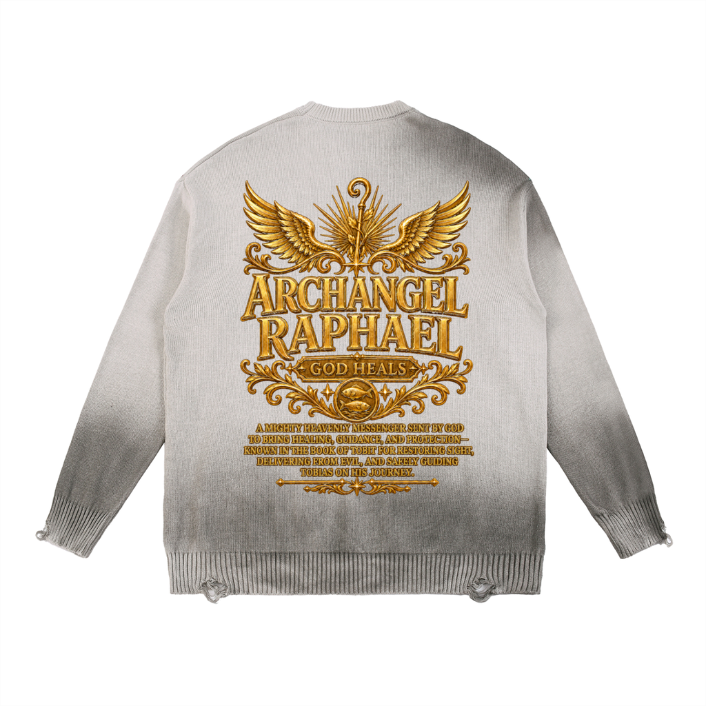 Jubilore "Raphael" Sun Fade Distressed Ripped Crewneck sweater