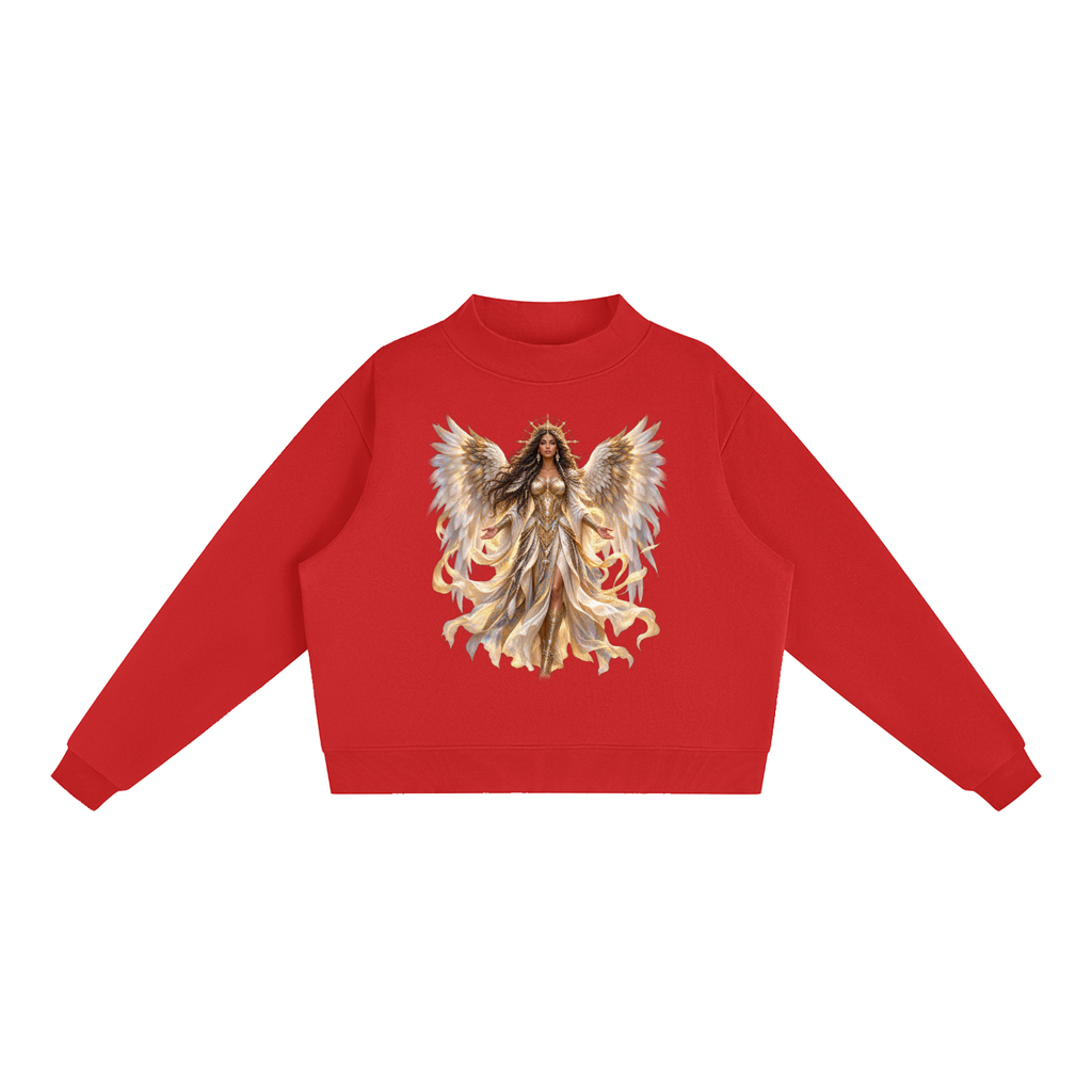 Jubiloré "Powers" Essential Fleece Mock-Neck Crew Sweatshirt