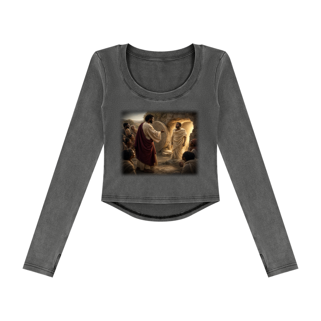 Jubiloré "Jesus Resurrects Lazarus" Women’s Vintage Wash Crop T-Shirt