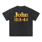 Jubiloré “Jesus Resurrects Lazarus” Snow Washed V-Neck Cotton T-Shirt