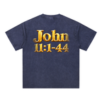 Jubiloré “Jesus Resurrects Lazarus” Snow Washed V-Neck Cotton T-Shirt