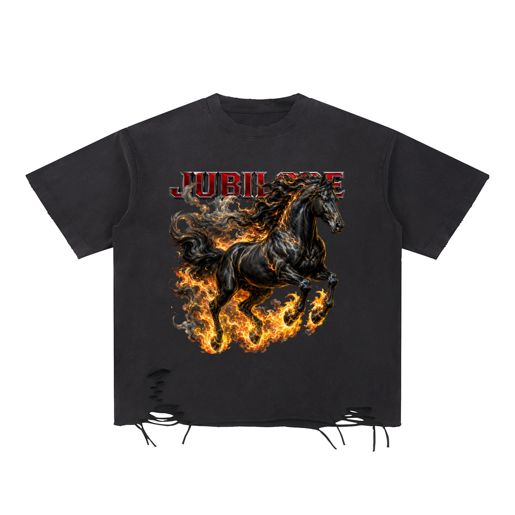 Jubilore Darkhorse Snow Washed Raw-Hem T-Shirt