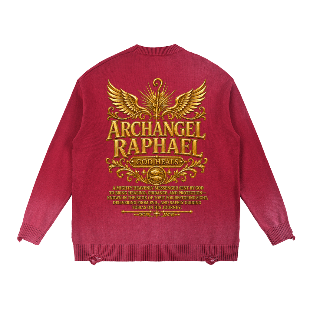 Jubilore "Raphael" Sun Fade Distressed Ripped Crewneck sweater