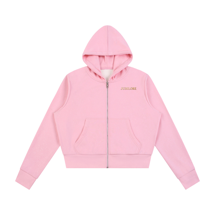Jubiloré Women's Sparkles Fleece Full Zip Hoodie