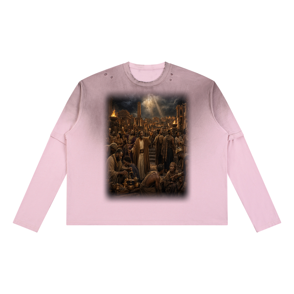 Jubilore "Sodom & Gomorrah" Unisex Vintage Wash Layered T-Shirt