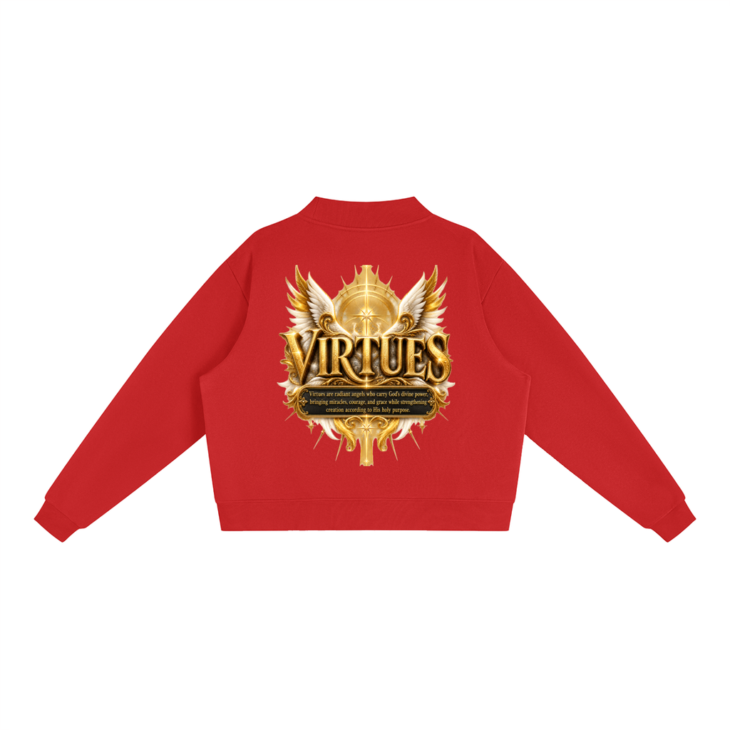 Jubiloré "Virtues" Essential Fleece Mock-Neck Crew Sweatshirt
