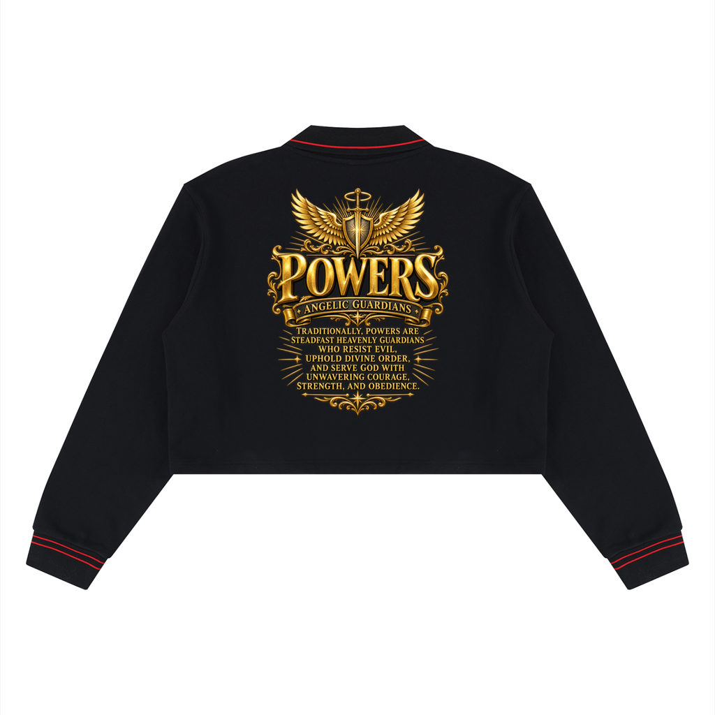 Jubiloré "Powers" Women’s Crop Collared Sweatshirt
