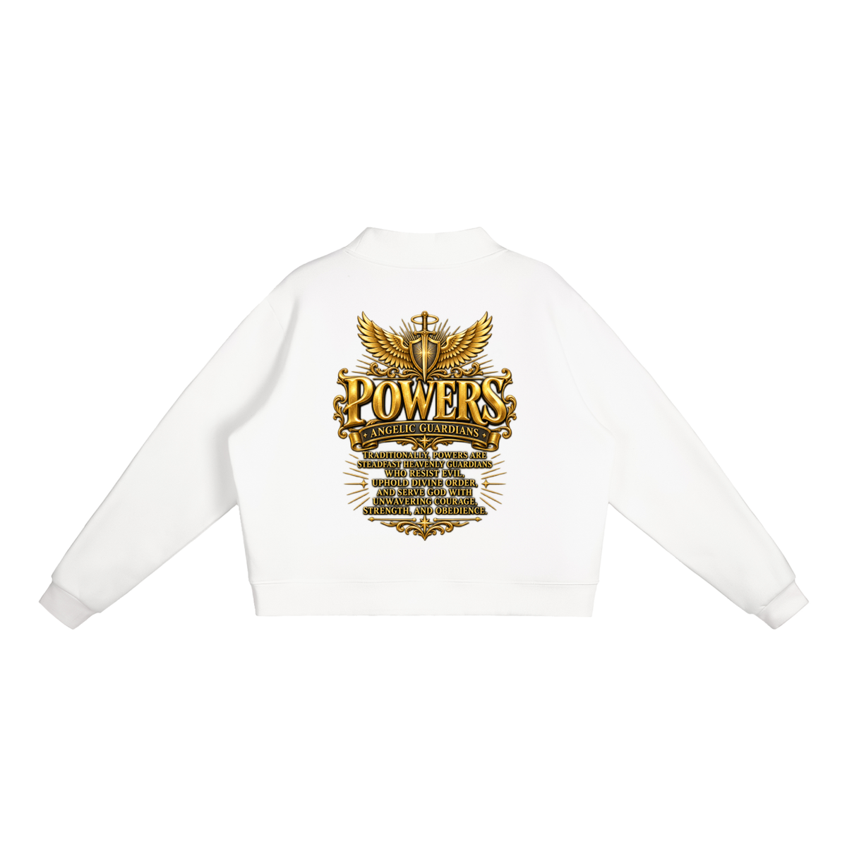 Jubiloré "Powers" Essential Fleece Mock-Neck Crew Sweatshirt