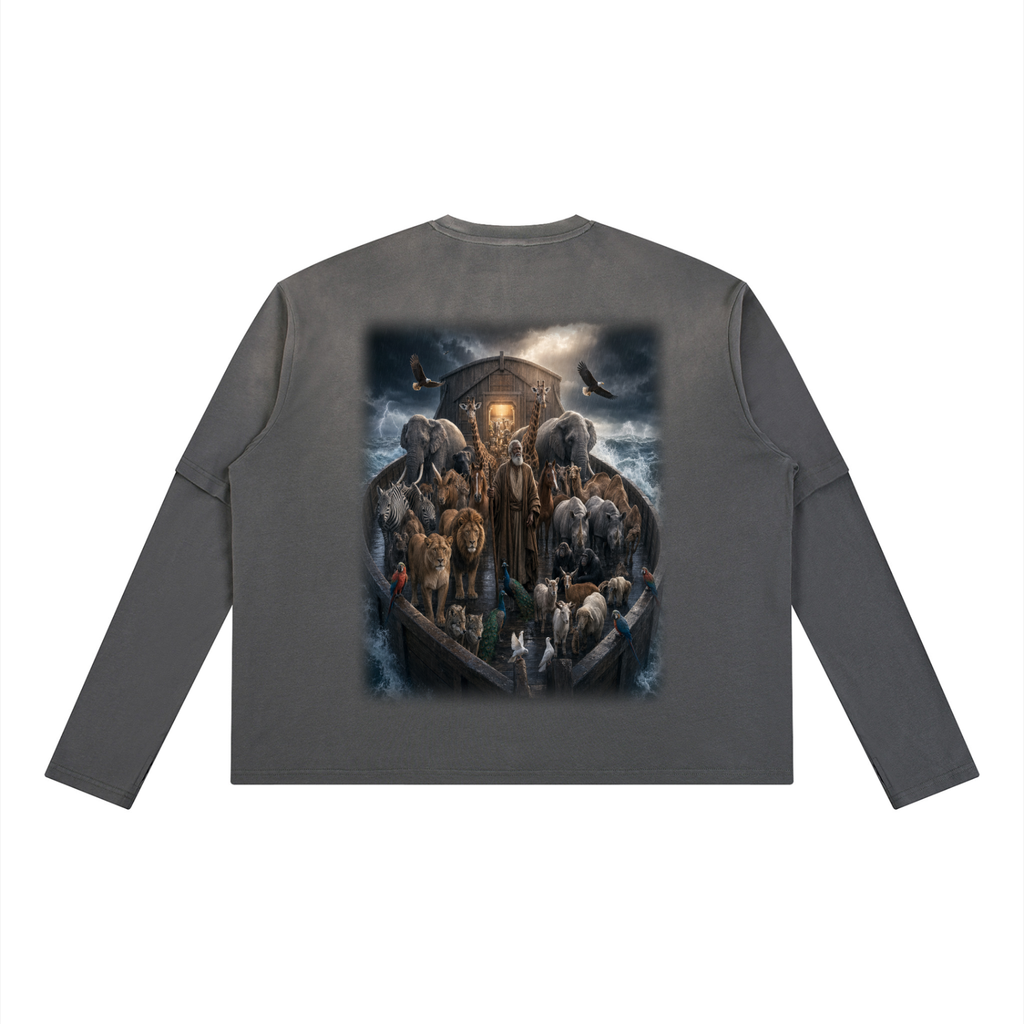 Jubilore "Noah" Unisex Vintage Wash Layered T-Shirt