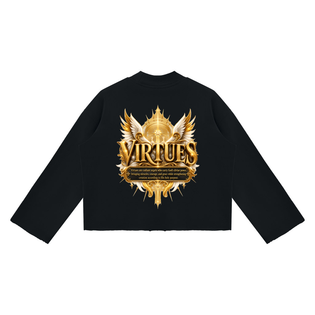 Jubilore "Virtues" Unisex Mock Neck Raw Edge Boxy Sweatshirt