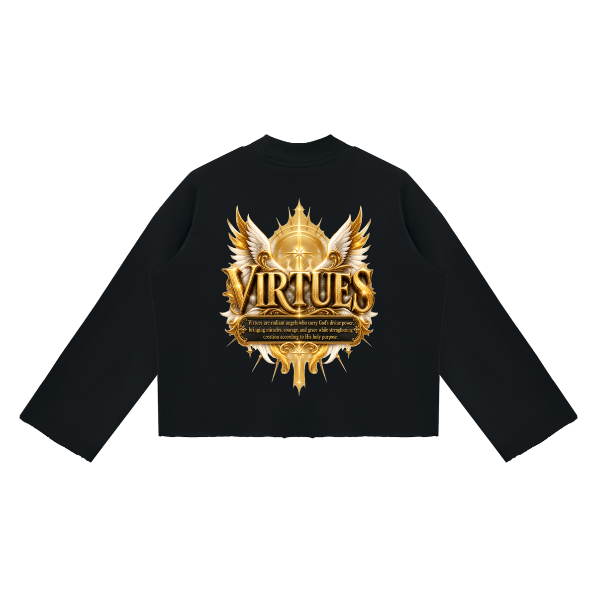 Jubilore "Virtues" Unisex Mock Neck Raw Edge Boxy Sweatshirt
