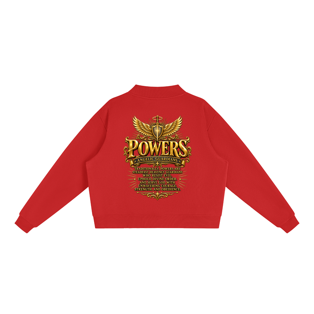Jubiloré "Powers" Essential Fleece Mock-Neck Crew Sweatshirt