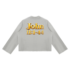 Jubiloré “Jesus Resurrects Lazarus” Unisex Mock Neck Raw Edge Boxy Sweatshirt