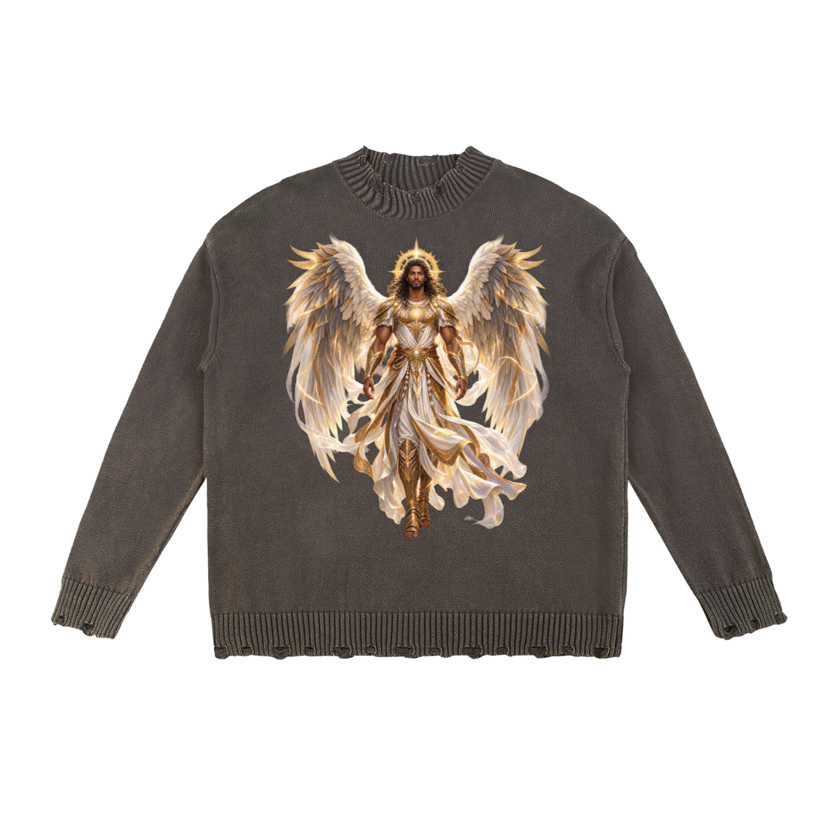 Jubilore "Powers" Vintage Washed Hand-Frayed Sweater