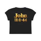 Jubiloré “Jesus Resurrects Lazarus” Women's Slim-Fit Cropped T-Shirt