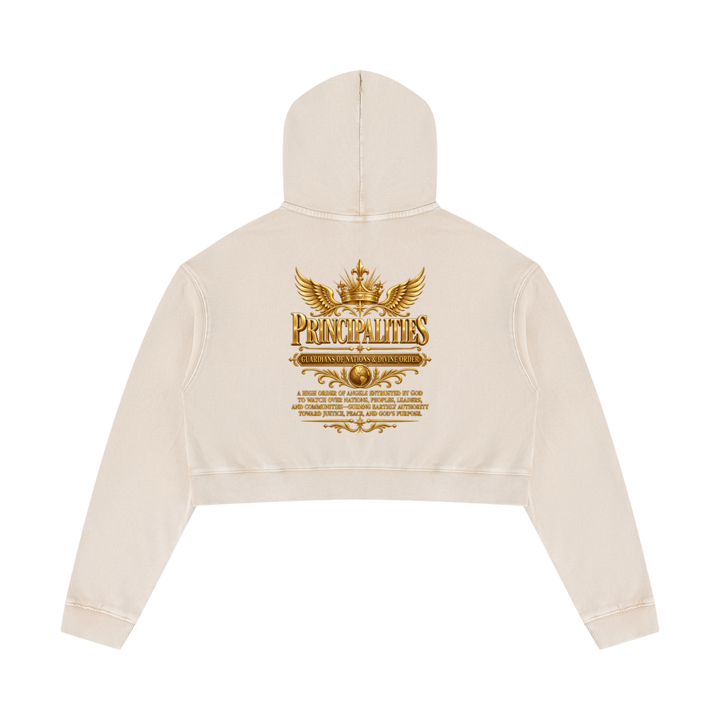 Jubiloré "Principalities" Women’s Mineral Washed Crop Hoodie