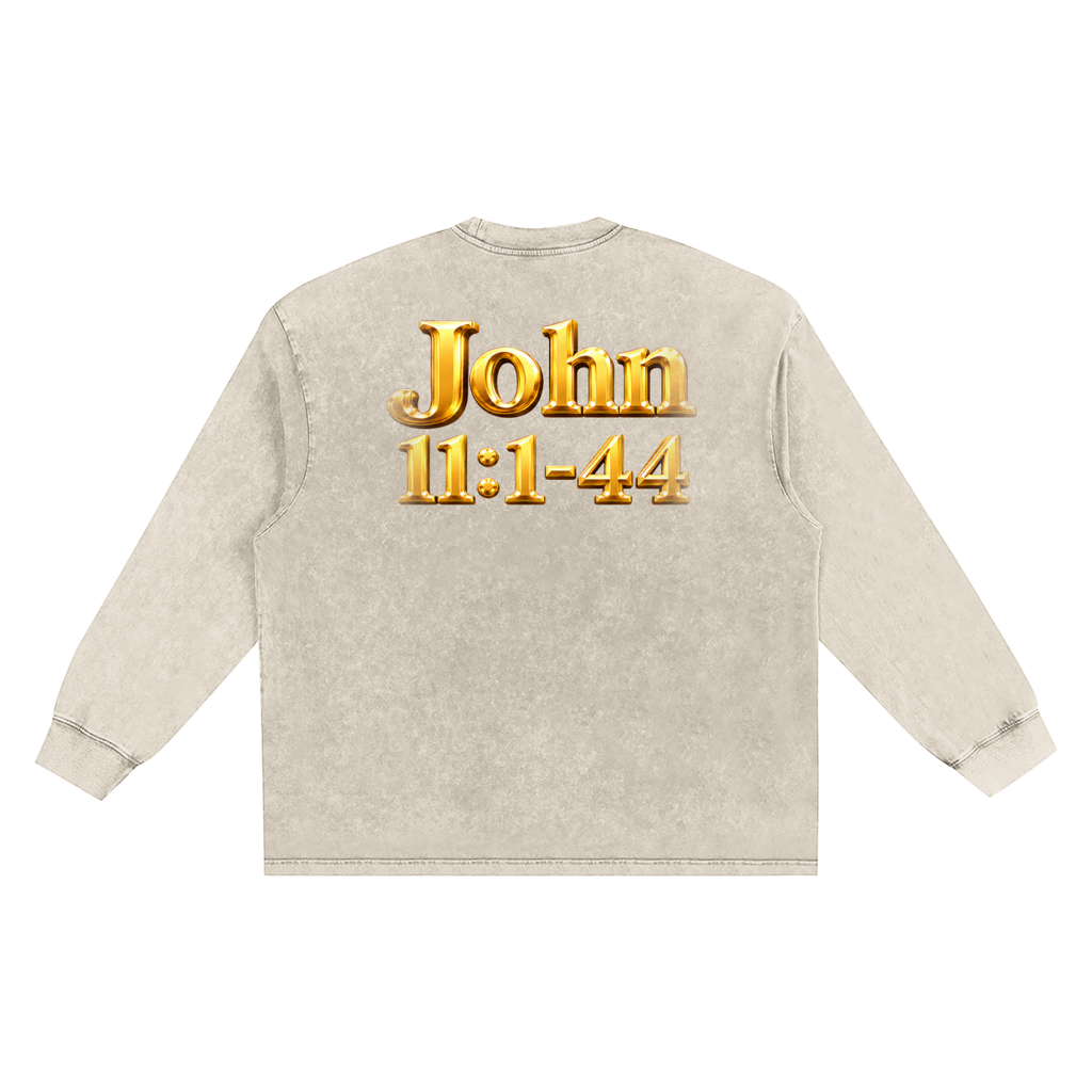 Jubilore "Jesus Resurrects Lazarus" Snow Washed Frayed Edge T-Shirt