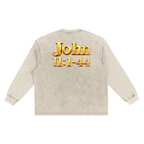 Jubilore "Jesus Resurrects Lazarus" Snow Washed Frayed Edge T-Shirt