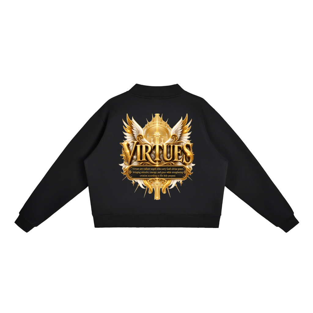Jubiloré "Virtues" Essential Fleece Mock-Neck Crew Sweatshirt