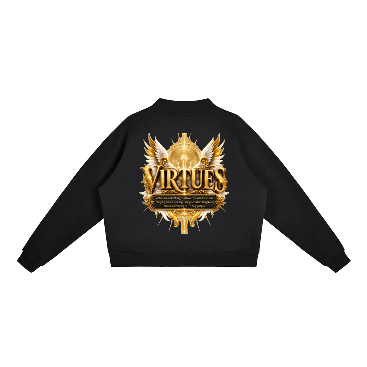 Jubiloré "Virtues" Essential Fleece Mock-Neck Crew Sweatshirt