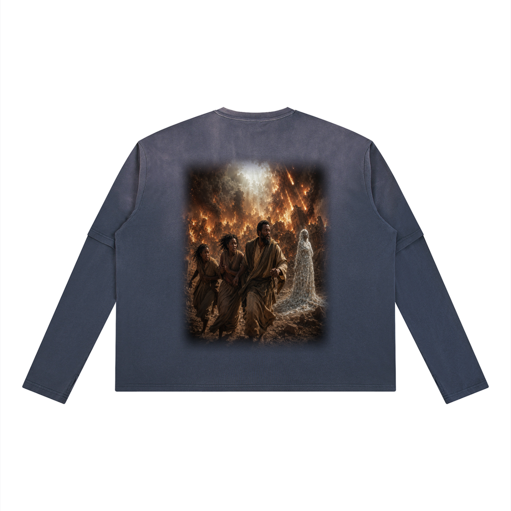 Jubilore "Sodom & Gomorrah" Unisex Vintage Wash Layered T-Shirt