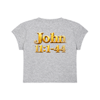 Jubiloré “Jesus Resurrects Lazarus” Women's Slim-Fit Cropped T-Shirt